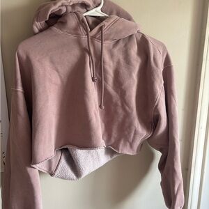 TNA Cropped Hoodie in Dusty Mauve Pink